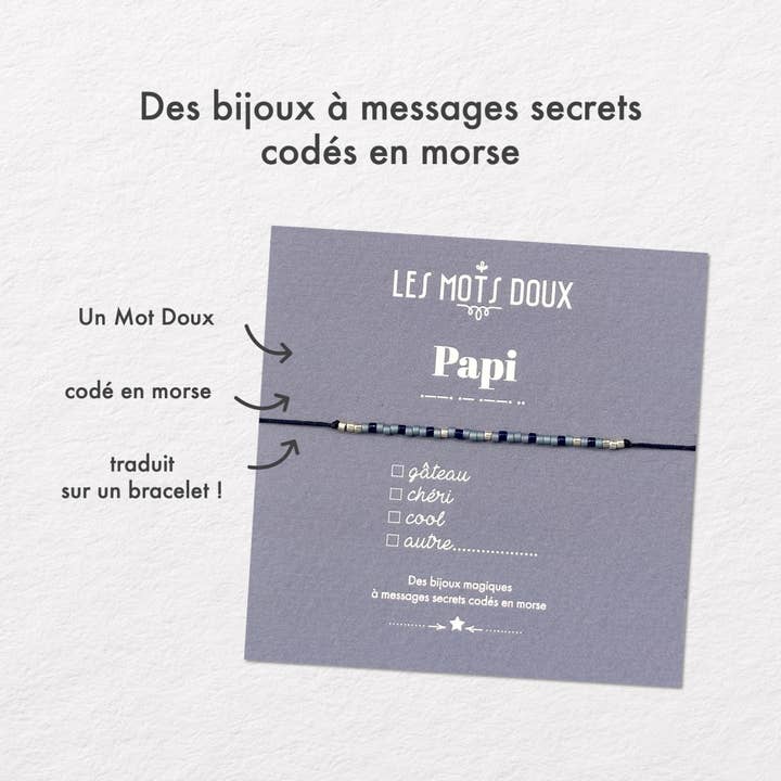 “Papi” walrus bracelet with check for wholesale by Les Mots Doux