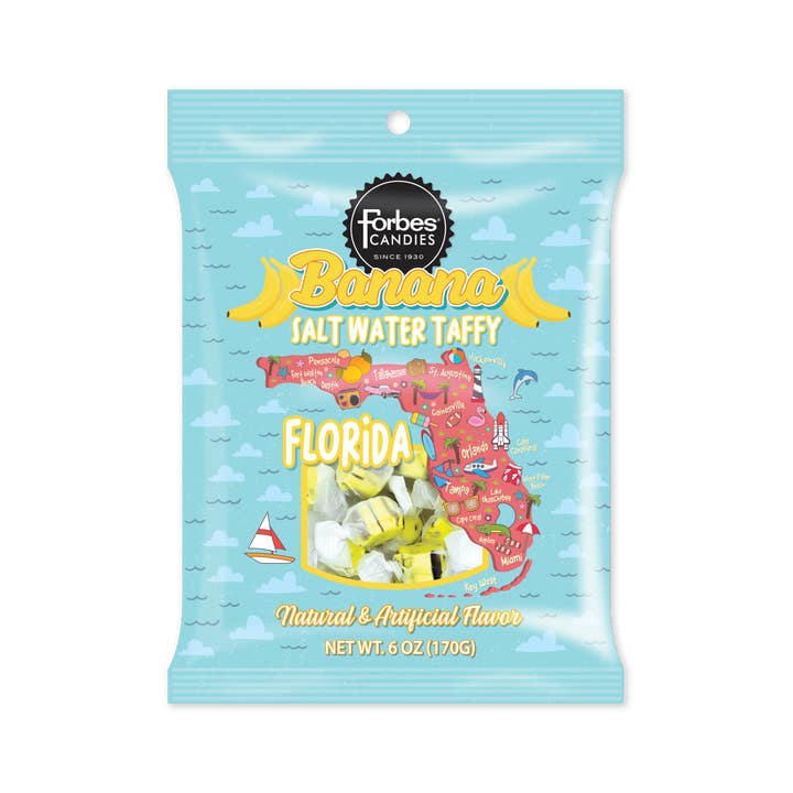 Forbes Candies, Inc. – wholesale Taffy – Banana Salt Water Taffy in Florida Souvenir Bag