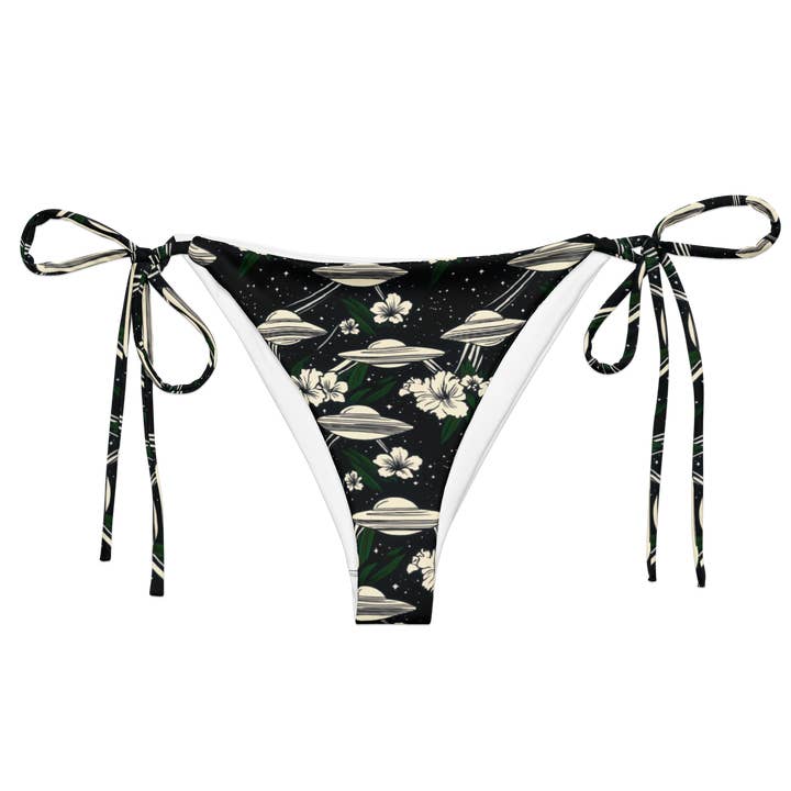 Cosmic Luau: Flying Saucer & Cactus Bloom String Bikini Bottom for wholesale by Texas Eclipse Outfitters