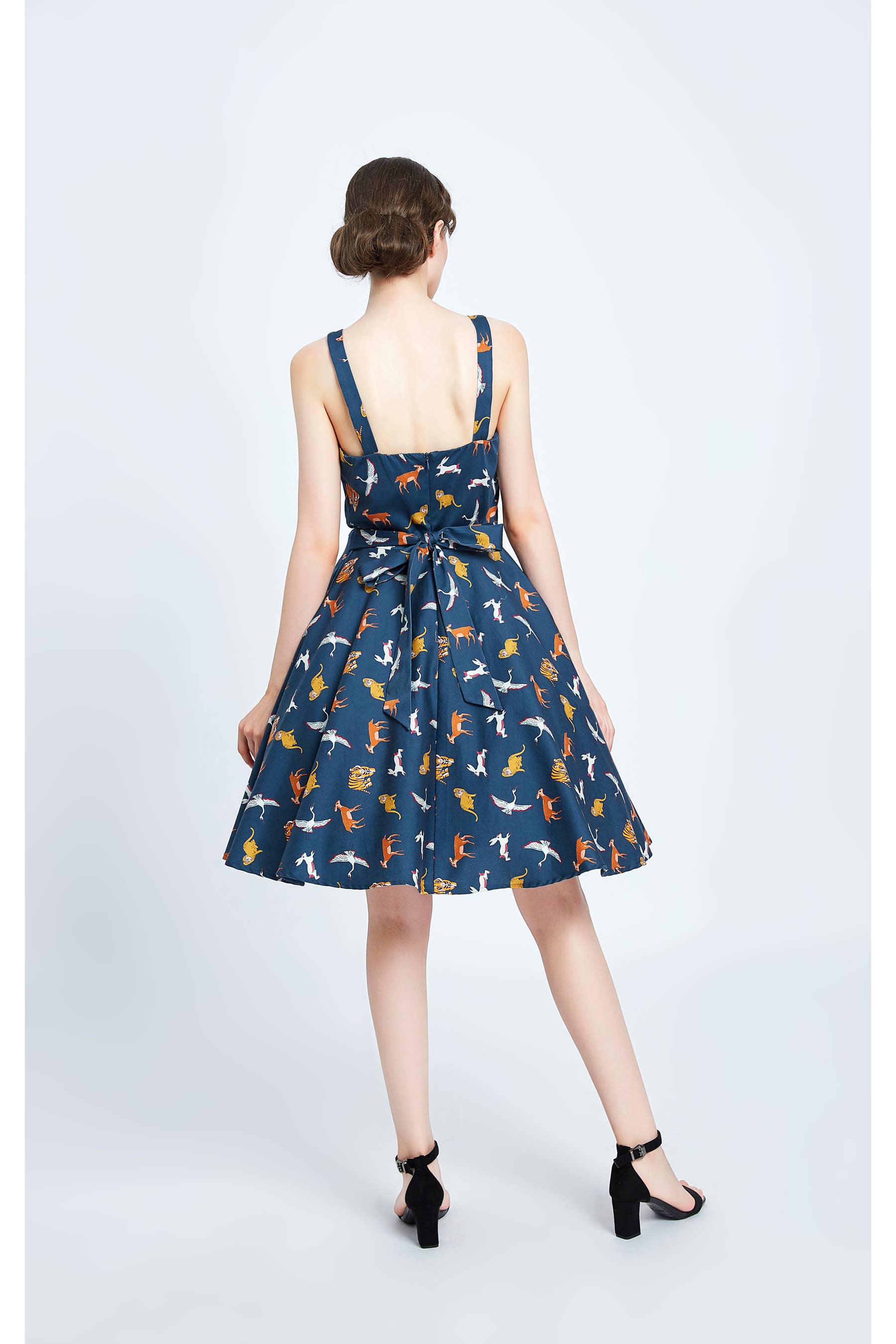 Blå Multi 20312 | Kyla | Fight & Flare klänning med fickor för wholesale på Faire1