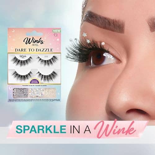 Kasa Style – wholesale Lösögonfransar – Ardell Winks Dare to Dazzle 222 Lash Kit, medelstor volym, innehåller 2 par, ädelstenar, DUO-lim2
