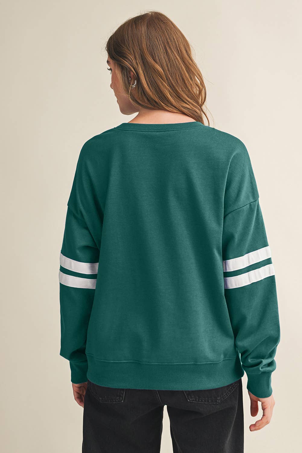 Aapparella - Wholesale Shirt - Women's - Striped Detail Drop Shoulder Oversized Sweatshirt | S-XL42