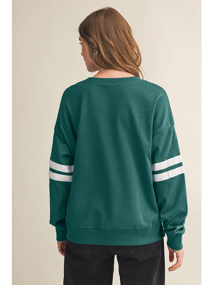 Aapparella - Wholesale Shirt - Women's - Striped Detail Drop Shoulder Oversized Sweatshirt | S-XL42