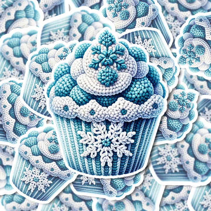 PiggyPrintStickers - Vente Autocollant - Autocollant de vacances | Friandise flocon de neige tricotée | Autocollant en vinyle3