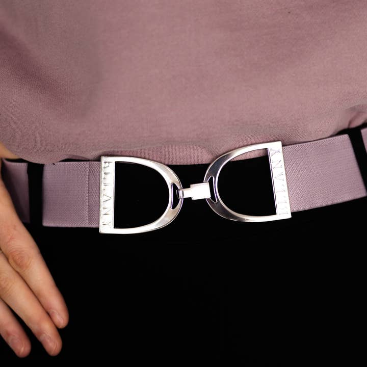 Huston x Ellany - Wholesale Belt - Women's - Lavender - 1.5" Silver Stirrup Equestrian Elastic Belt