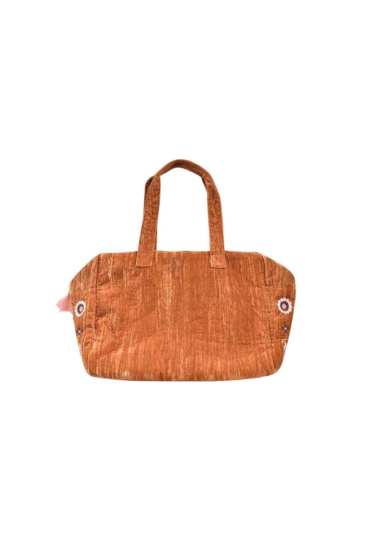 Caramel Sac 36 heures Amy - Sac de voyage - Velours - fleurs -orange en vente sur Faire6