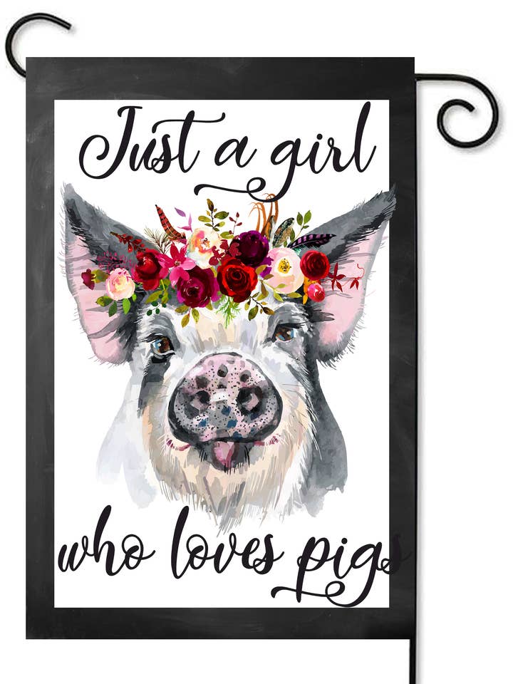 Juste une fille qui aime les cochons Drapeau de jardin pour la vente par Happy Cow Lawn Decor