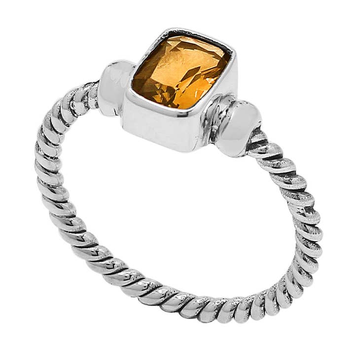 AR-1119-CT Sterling Silver Twisted Band Citrine Q. Ring – Wholesale Quartz Jewelry for wholesale by Bali Designs