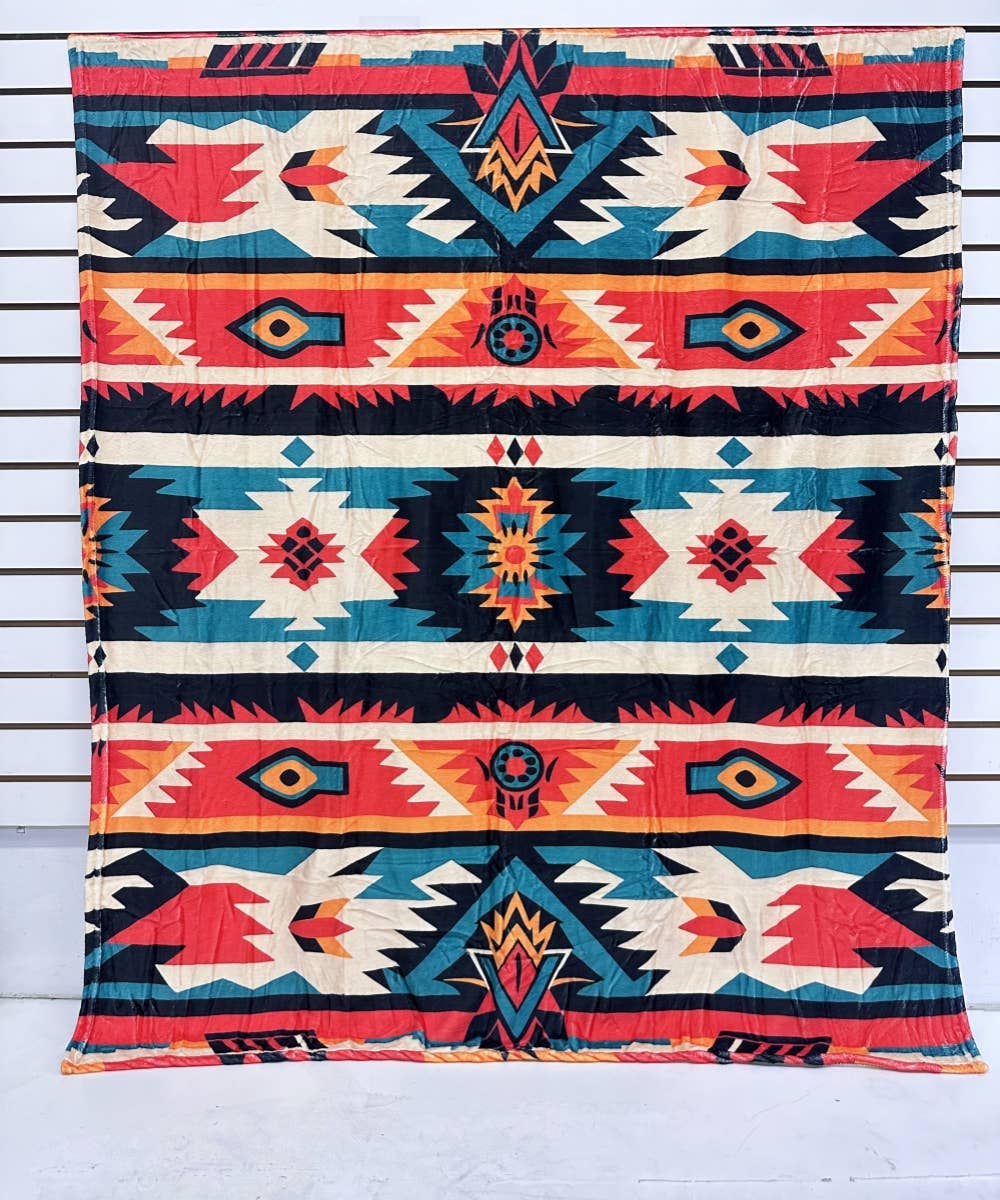 DESHENG ENTERPRISE - Wholesale Throw Blanket - AZTEC WESTERN PRINT FLANNEL BLANKET     0