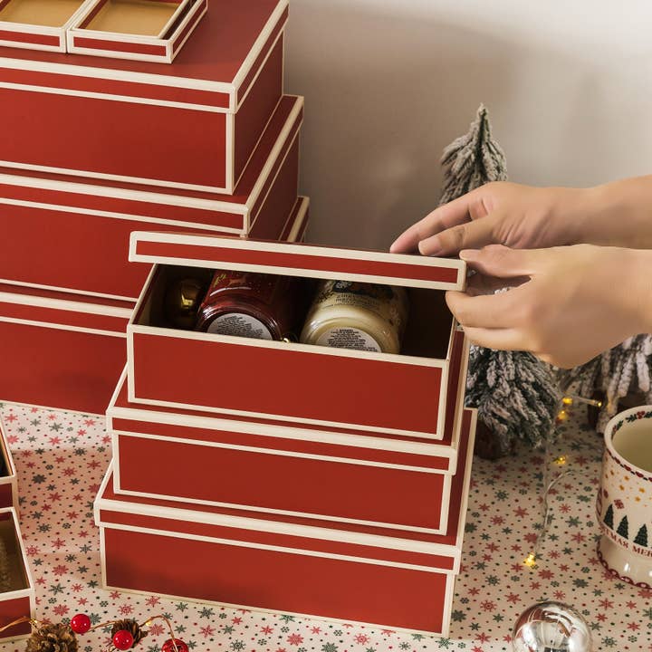 Soul & Lane - Wholesale Decorative Box - Set of 10 Festive Red Christmas Boxes with Lids5