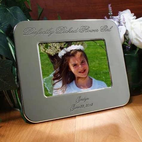 Engraved Flower Girl Silver Picture Frame for wholesale by Sunny Jar Personalized