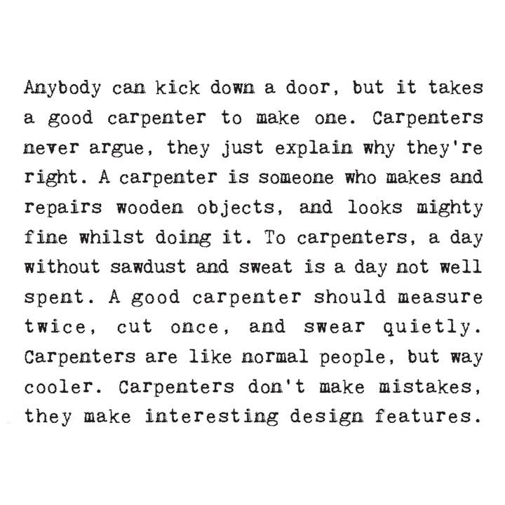 Coulson Macleod (U.S. Duties Paid) – wholesale Everyday greeting card – Carpenters Card, Carpentry Occupation Card For Chippies1