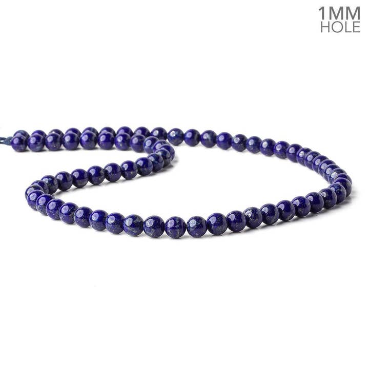 Beads of Cambay - Wholesale Beads - 6mm Lapis Lazuli plain round beads 16 inch 68 pieces AA 1 mm Hole