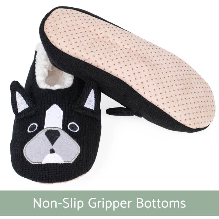 EAST AVENUE - Wholesale Slippers - Women's - Slippers Black Bulldog Ladies Large2