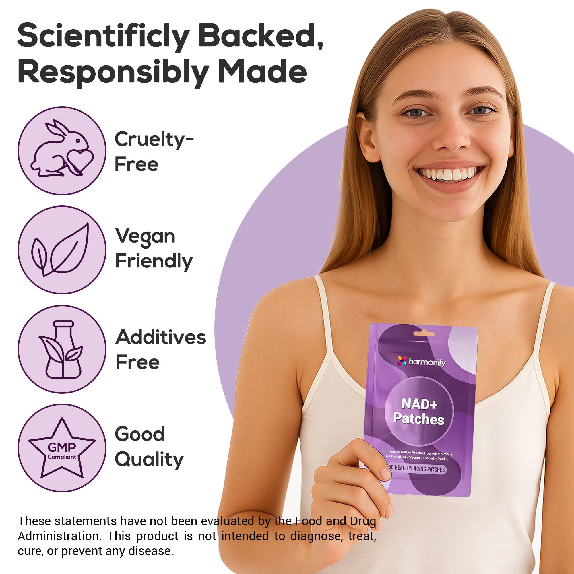 HARMONIFY - Wholesale Topical Wellness Patches - HARMONIFY NAD+ Patches - Cellular Health & Vitality - 30 Pcs4