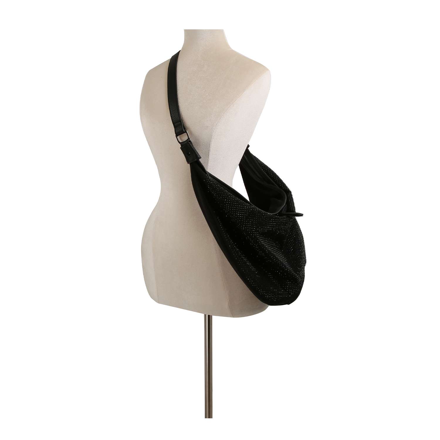 Handbag Express – wholesale Axelremsväska – Dam – Dazzling Rhinestone Hobo handväska - Gunmetal tonad hårdvara3