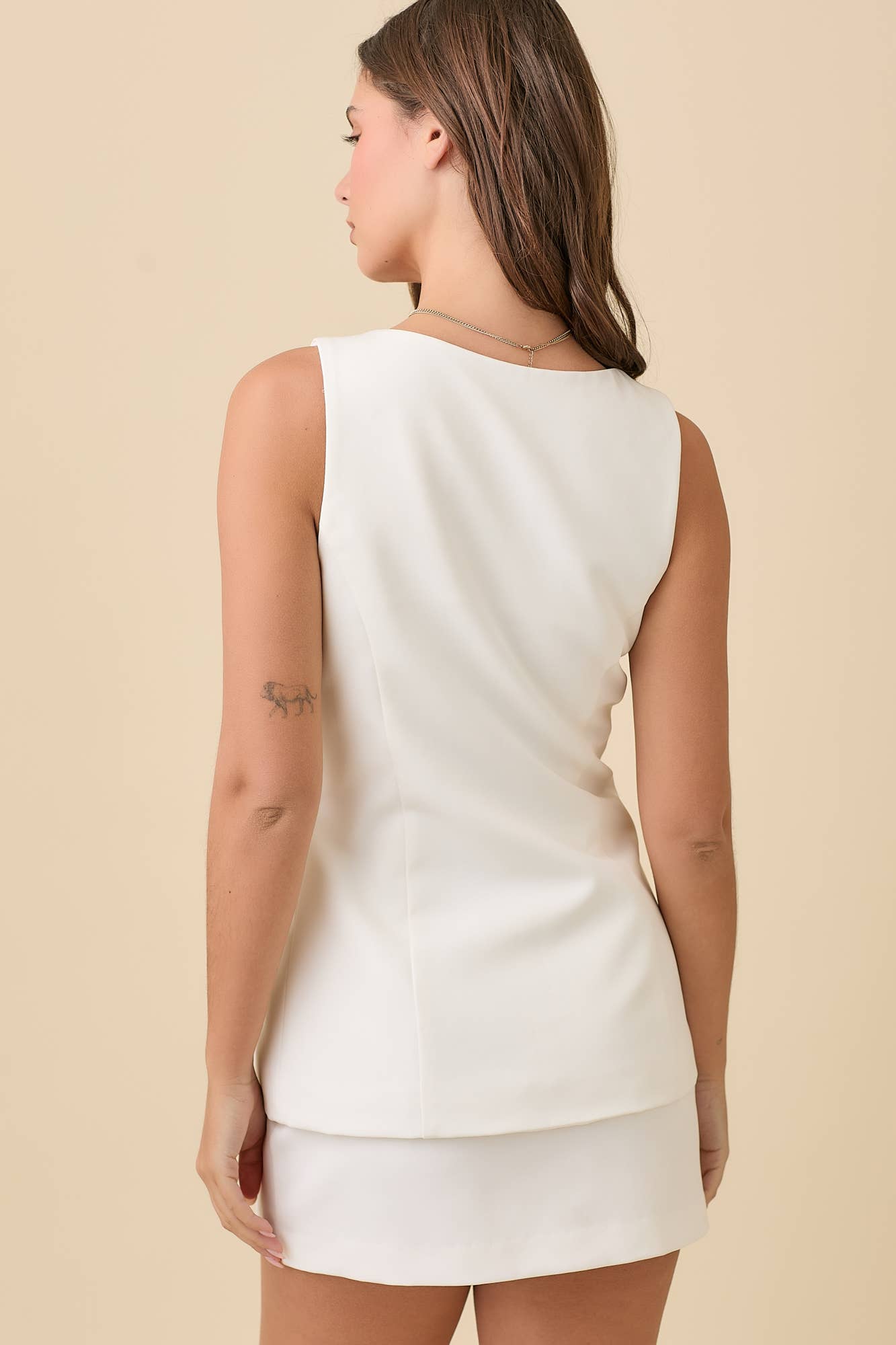 Main Strip – wholesale Romper – Women's – Square Neck Button Down Sleeveless Blazer Romper15