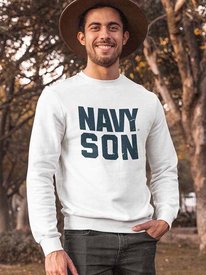 Navy Son Phrase Sweatshirt Mens Navy Designs for wholesale by SmartPrintsInk