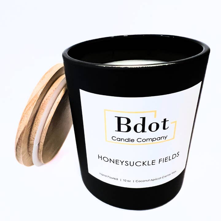 B Dot Candle Company - Wholesale Jar/Filled Candle - Honeysuckle Fields - 10 oz Coconut Apricot Candle1
