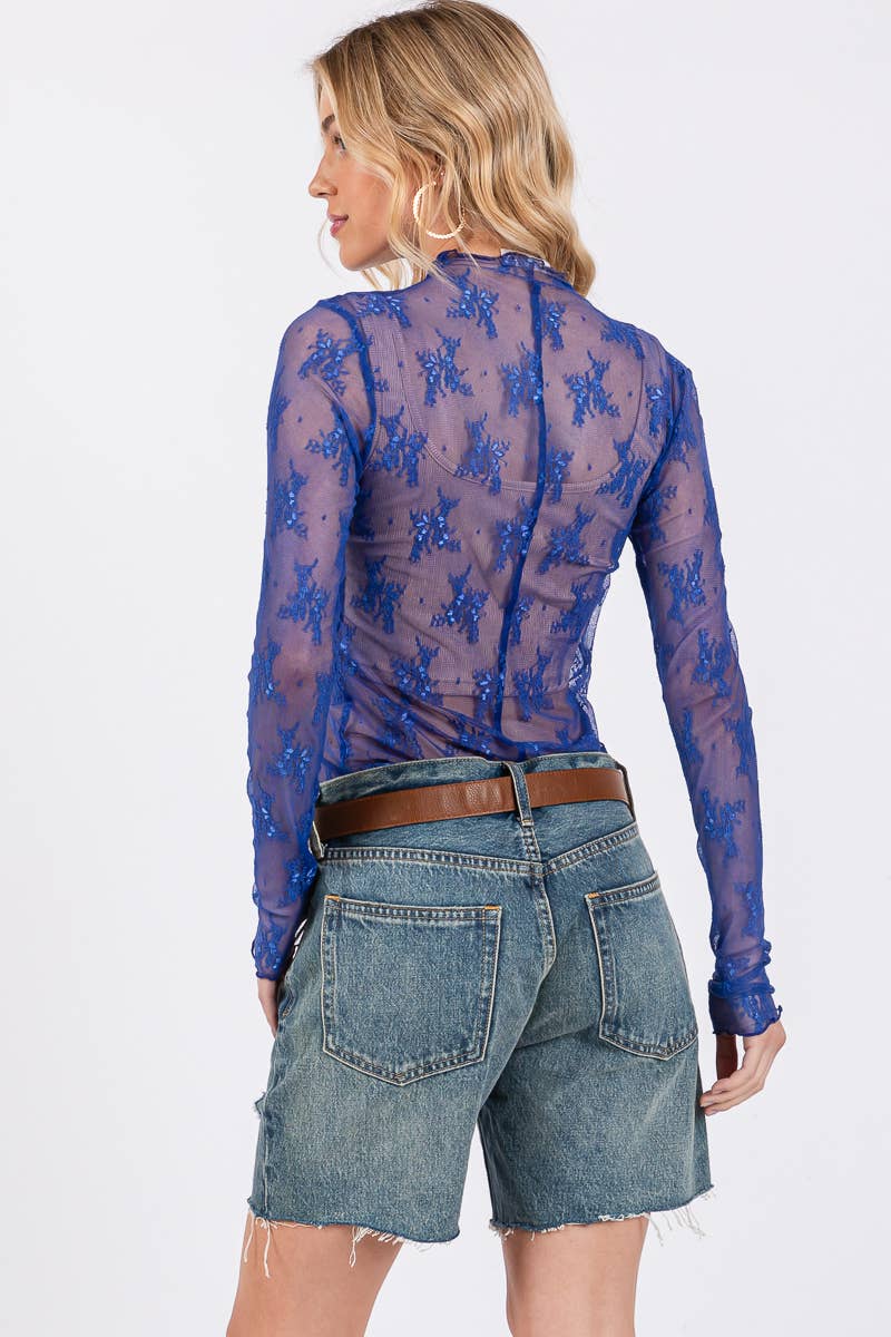 Sewn and Seen – wholesale Blus - Dam – LÅNGÄRMAD SPETSTOPP MED BLOMMÖNSTER51