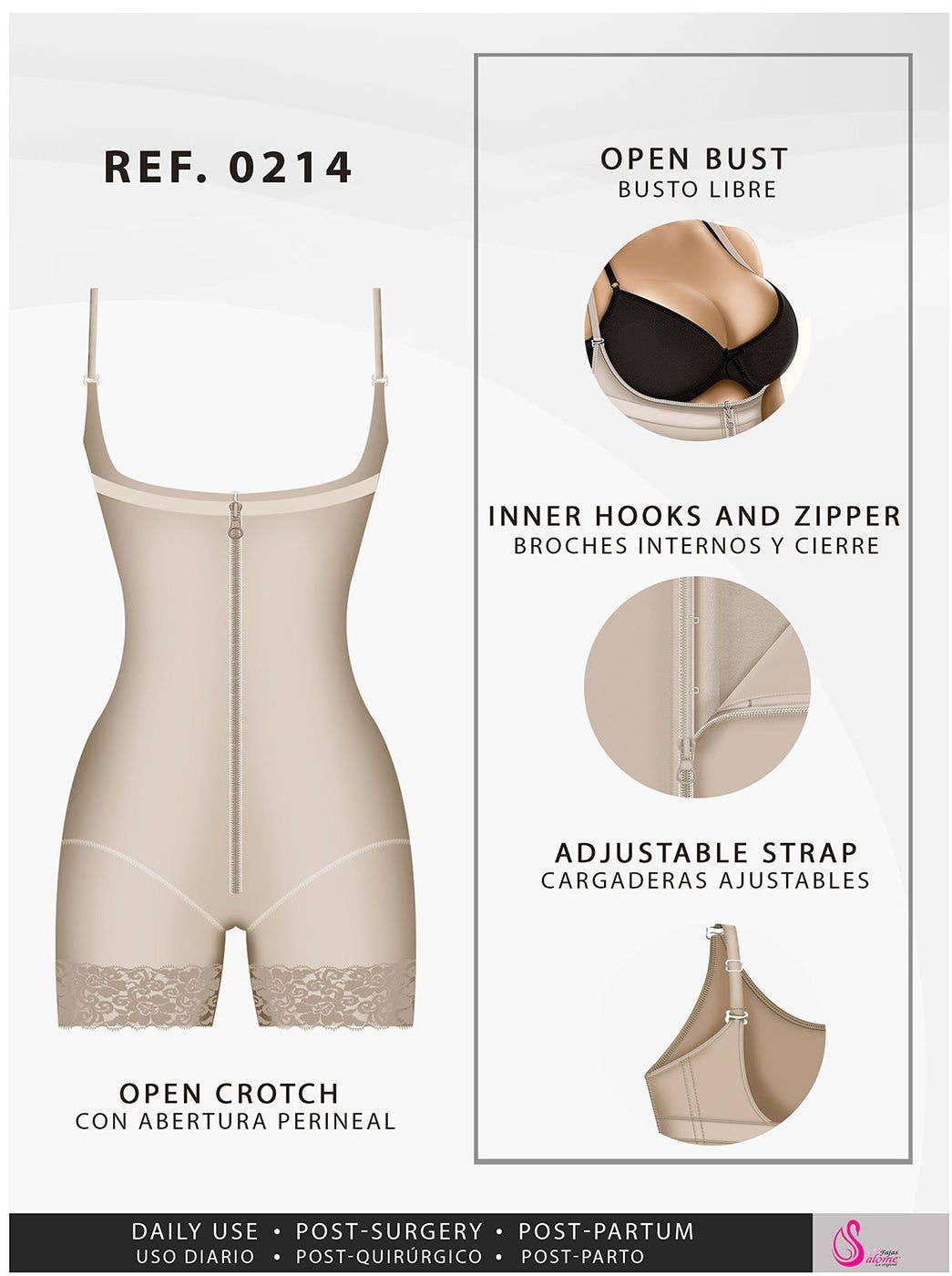 Lingerie Mart - Wholesale Shapewear - Women's - Fajas Salome 0214 | Mid Thigh Strapless Body Shaper4