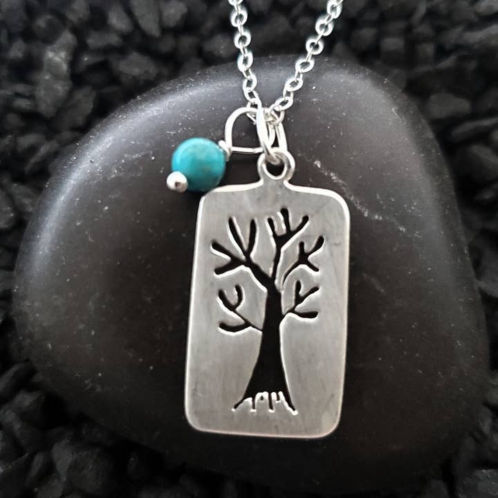 Sosie Designs - Wholesale Pendant/Charm Necklace - Silver Brushed Tree Of Life Necklace *1