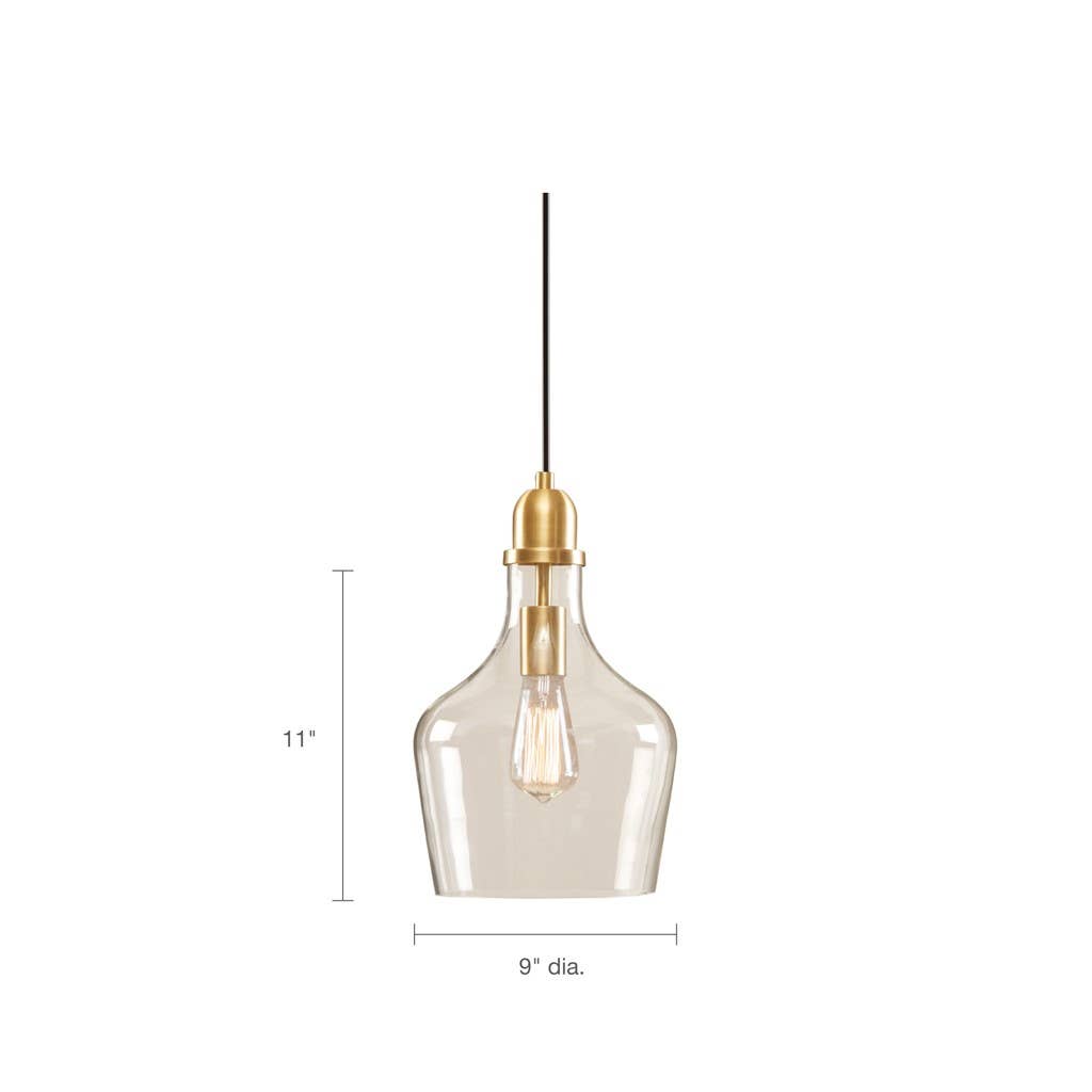 Olliix - Wholesale Chandelier/Hanging Light - Clear Bell Shape Glass Metal Pendant, Gold10