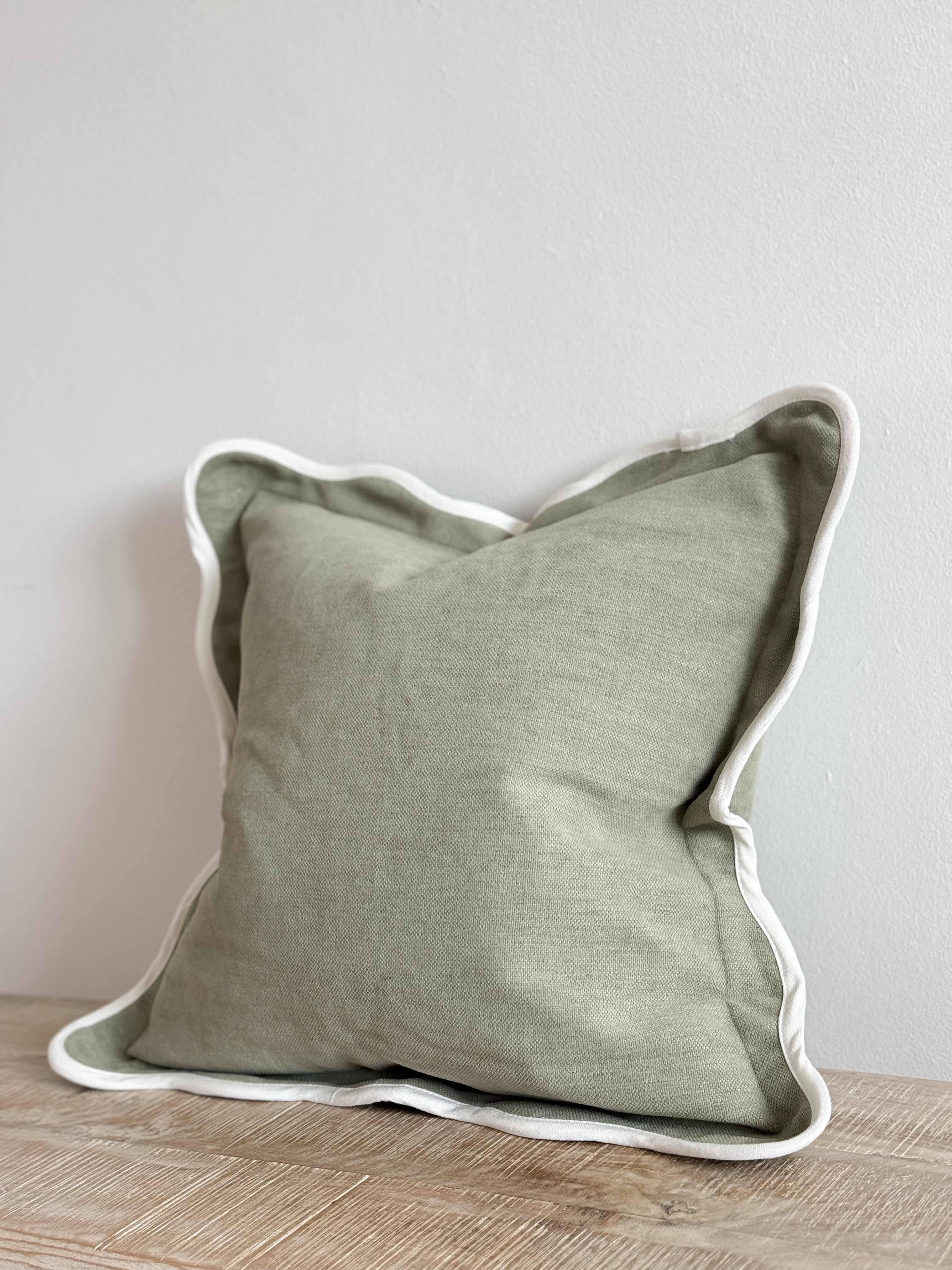 Chloe Sage Scalloped 45x45 - Linen Blend for wholesale by Ellenvale Trade