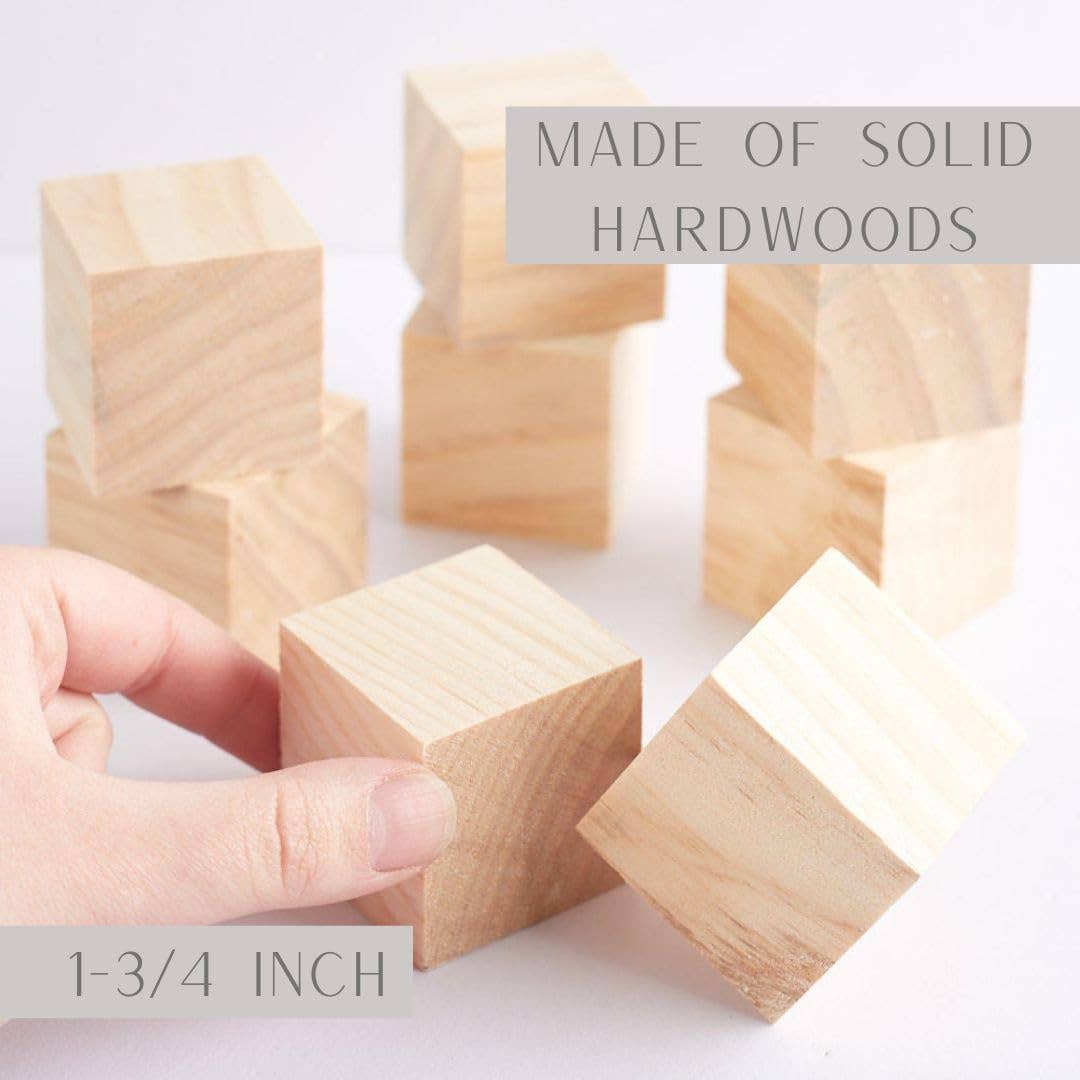 Factory Direct Craft - Wholesale Cutouts - 1-3/4" Unfinished Wooden Cubes - Pack of 8 Wood Blocks2
