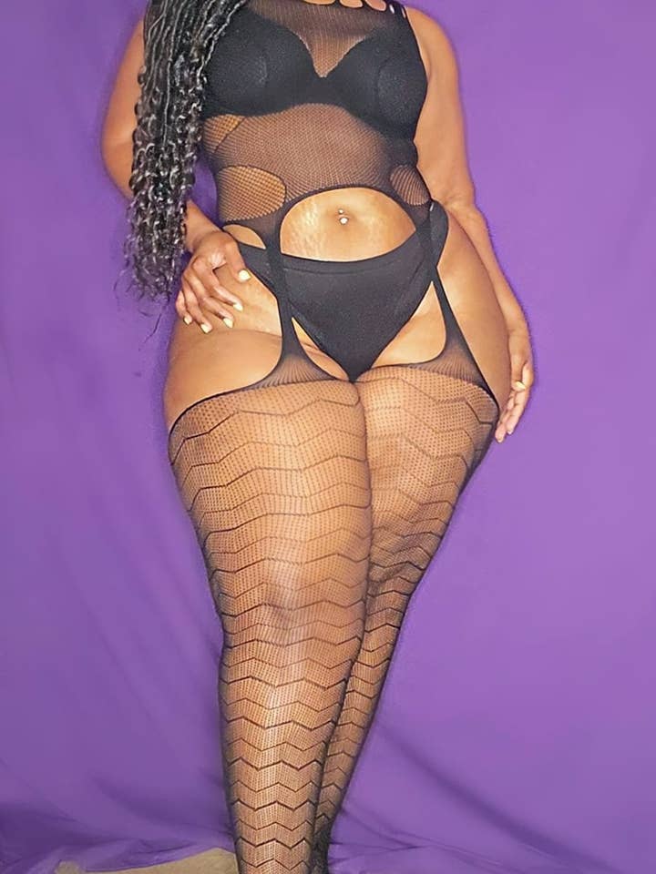 Ciara Black Lace Plus Size Lingerie Bodysuit for wholesale by Monif C