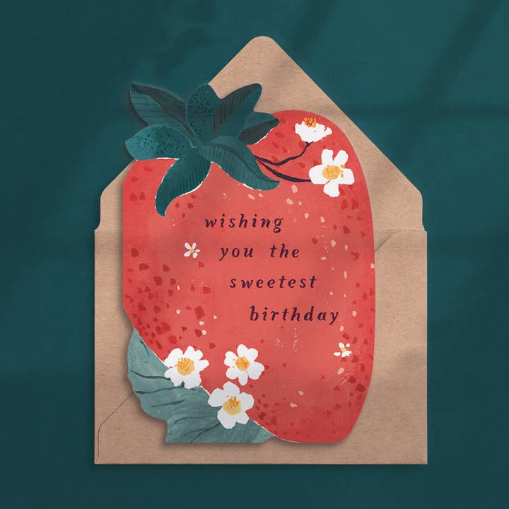 Sister Paper Co. - Wholesale Birthday Card - Sweet Strawberry Birthday Card | Kids Birthday Card