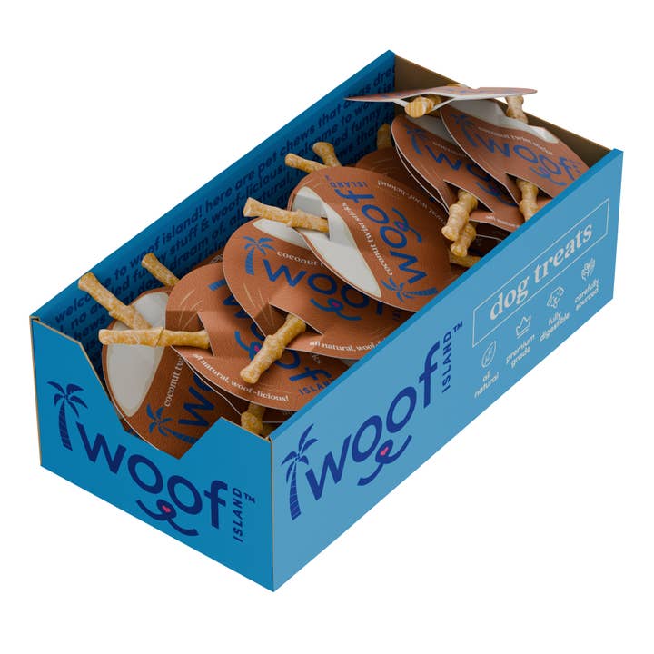Woof Island – Engroshandel Godbid - Hund – Woof Island Coconut Treats salgsdisplay til kassen1