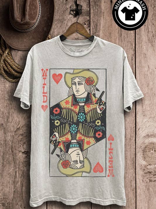 Wild West Queen of Hearts Graphic Top for wholesale by Lotus Fashion Collection