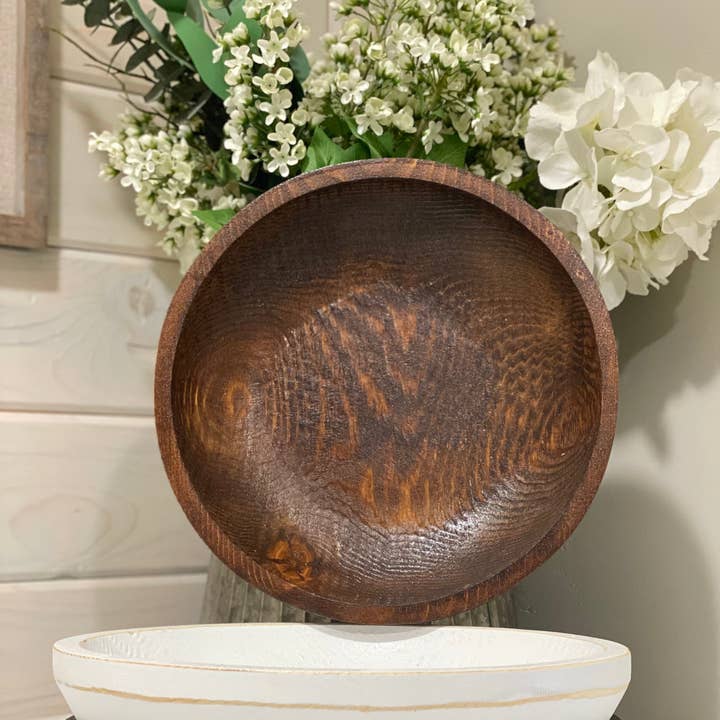 Wood Bowl Candle Supply - Wholesale Candle holder - Large Round Rustic Farmhouse Candle Ready Safe Dough Bowl3
