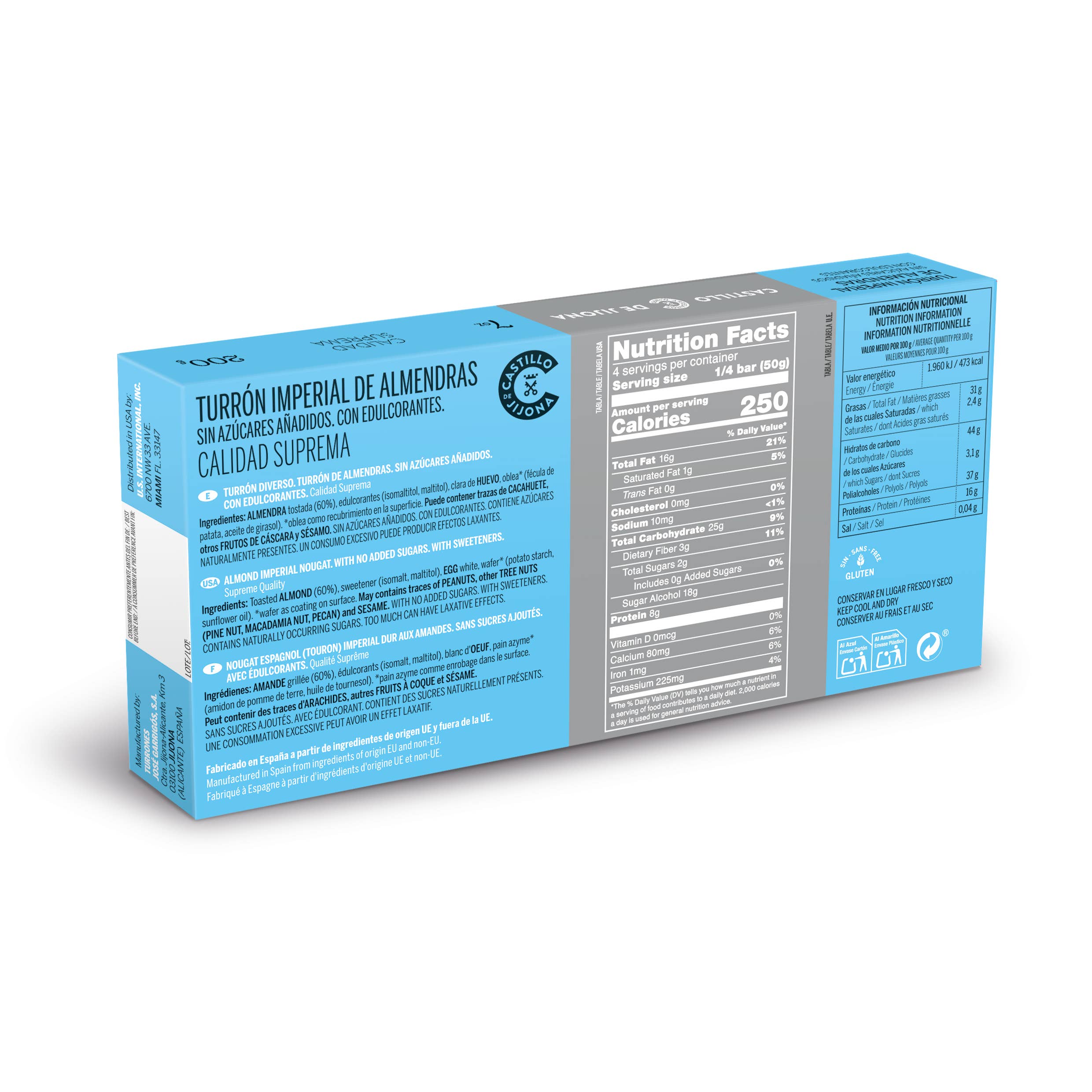 CASTILLO DE JIJONA - Wholesale Nougat - Imperial Sugar-Free Nougat Supreme Quality (200g)1