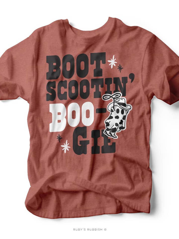 Ruby’s Rubbish - Wholesale Screen Printed T-Shirt - Women's - Boot Scootin' Boogie | Fall Graphic Tee | Ruby’s Rubbish®