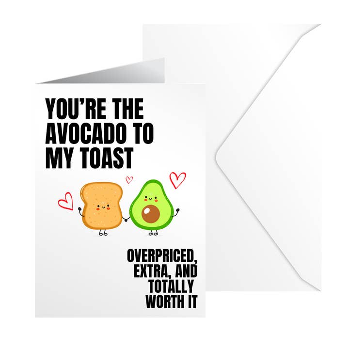 Carte de Saint-Valentin drôle - Toast à l'avocat pour la vente par Argent Design Co