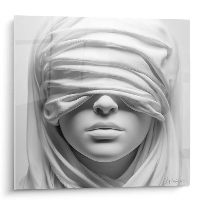 Veiled Female Face Painting - Ethereal Mystery - Black and White Face Edition for wholesale by Walensky