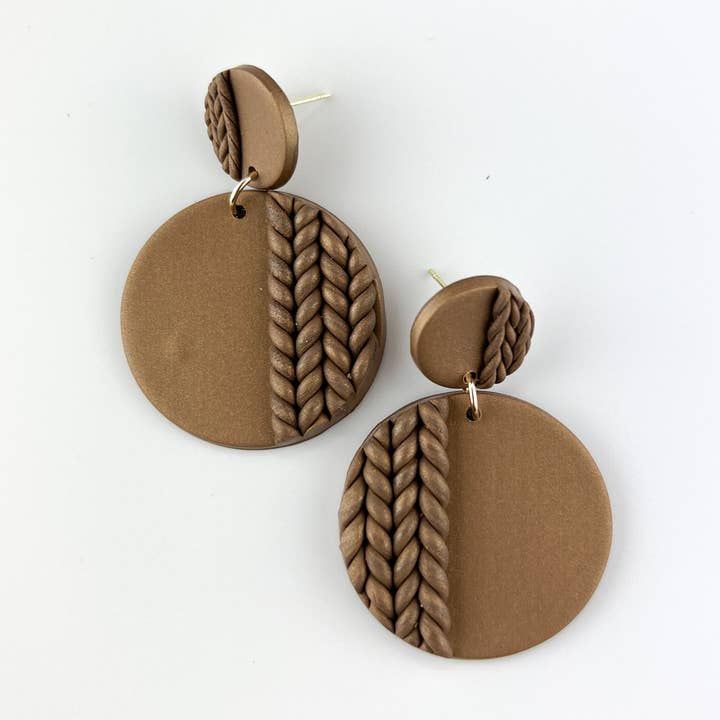 Sunbaked Lizard Jewellery & Gifts - Wholesale Dangle earrings - Clay Plaited Button Drop Earrings -5 Colours