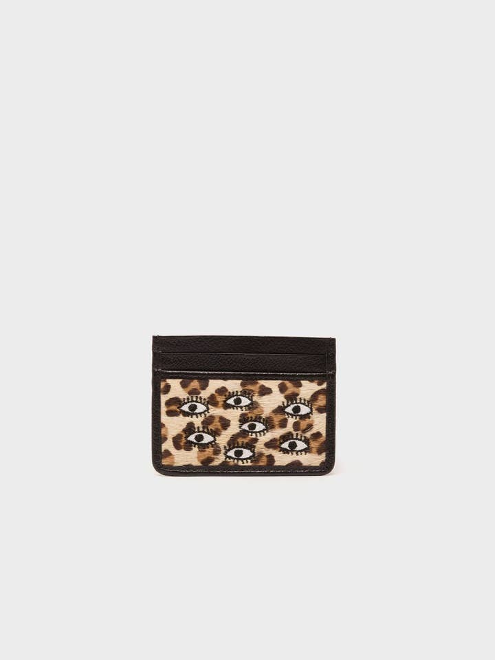 Filium Animal Print Leather Cardholder - All Over Eyes Embroidery for wholesale by Min & Mon