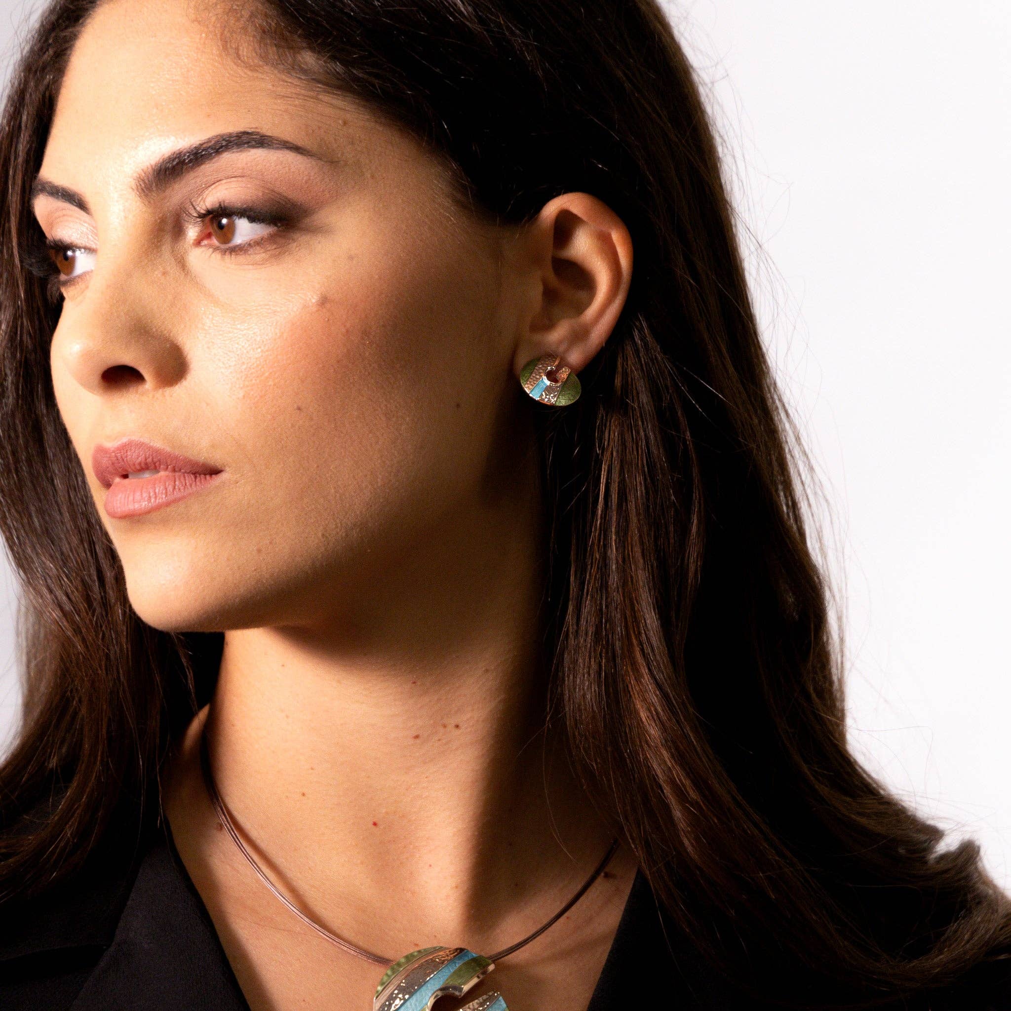 KLK - Wholesale Stud/Post Earrings - Striped snail earrings1