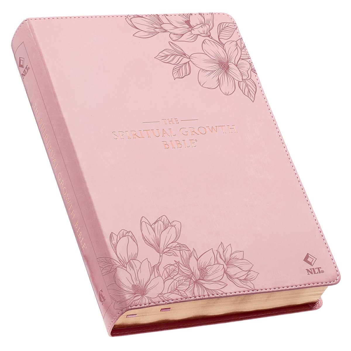 Christian Art Gifts - Wholesale Display Book - NLT, The Spiritual Growth Bible Faux Leather, Pink Floral0