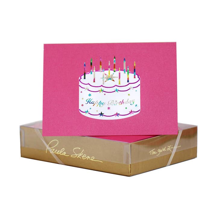 Starring Birthday Cake on Azalea Birthday Card for wholesale by PAULA SKENE DESIGNS