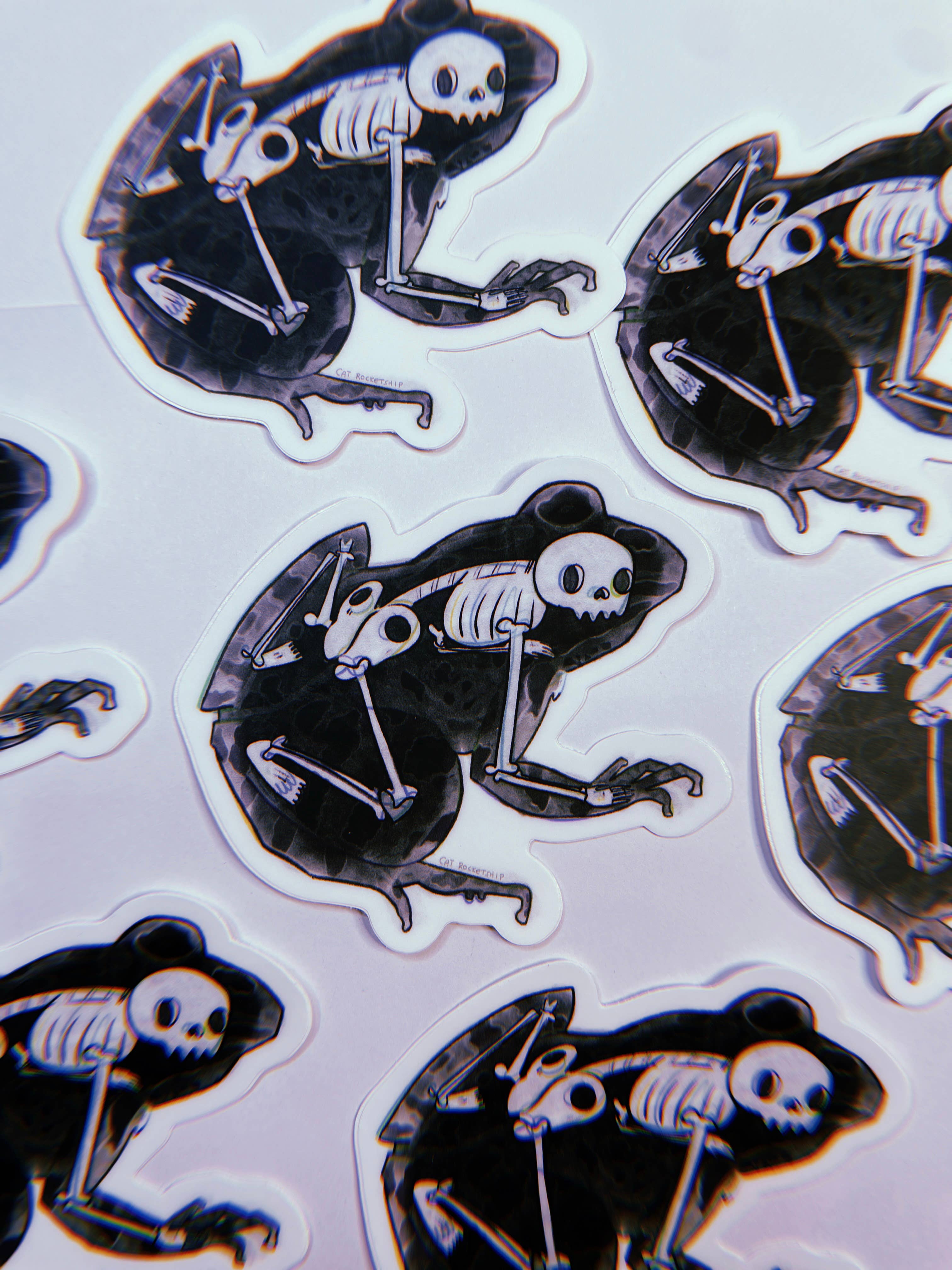 Cat Rocketship – Engroshandel Klistermærke – Frog Skeleton 3" klistermærke2