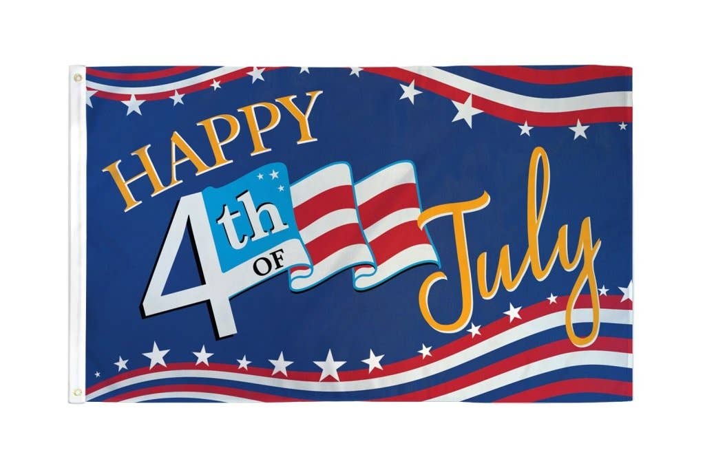 Flags Importer - Wholesale Flag - Happy 4th of July (Stars & Stripes) Flag 3x5ft Poly0