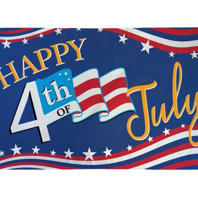 Flags Importer - Wholesale Flag - Happy 4th of July (Stars & Stripes) Flag 3x5ft Poly
