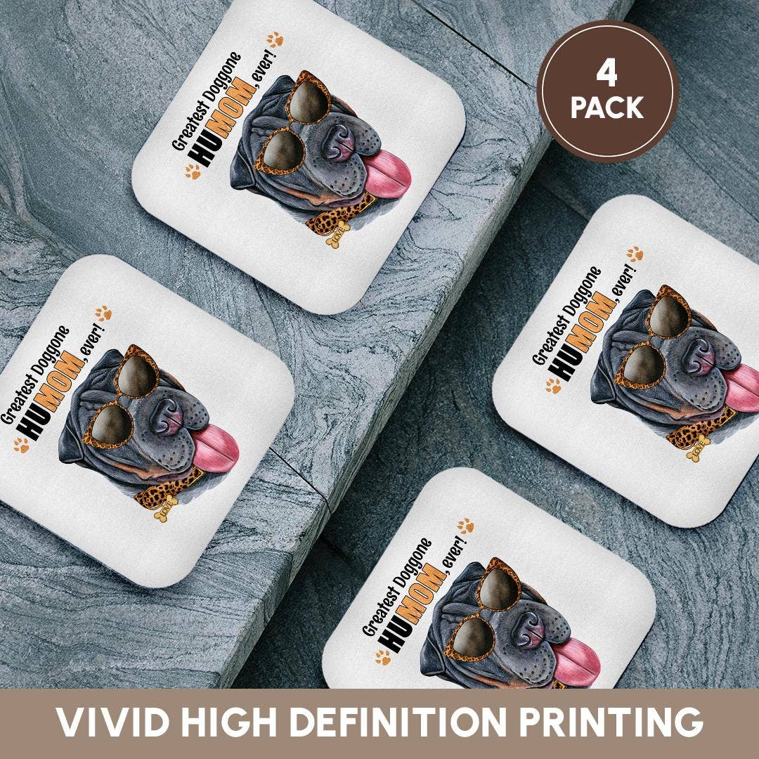 3dRose - Wholesale Coasters - 3dRose, An Adorable Black Shar Pei Dog Ready for Mom on Mothers Day, Coaster12