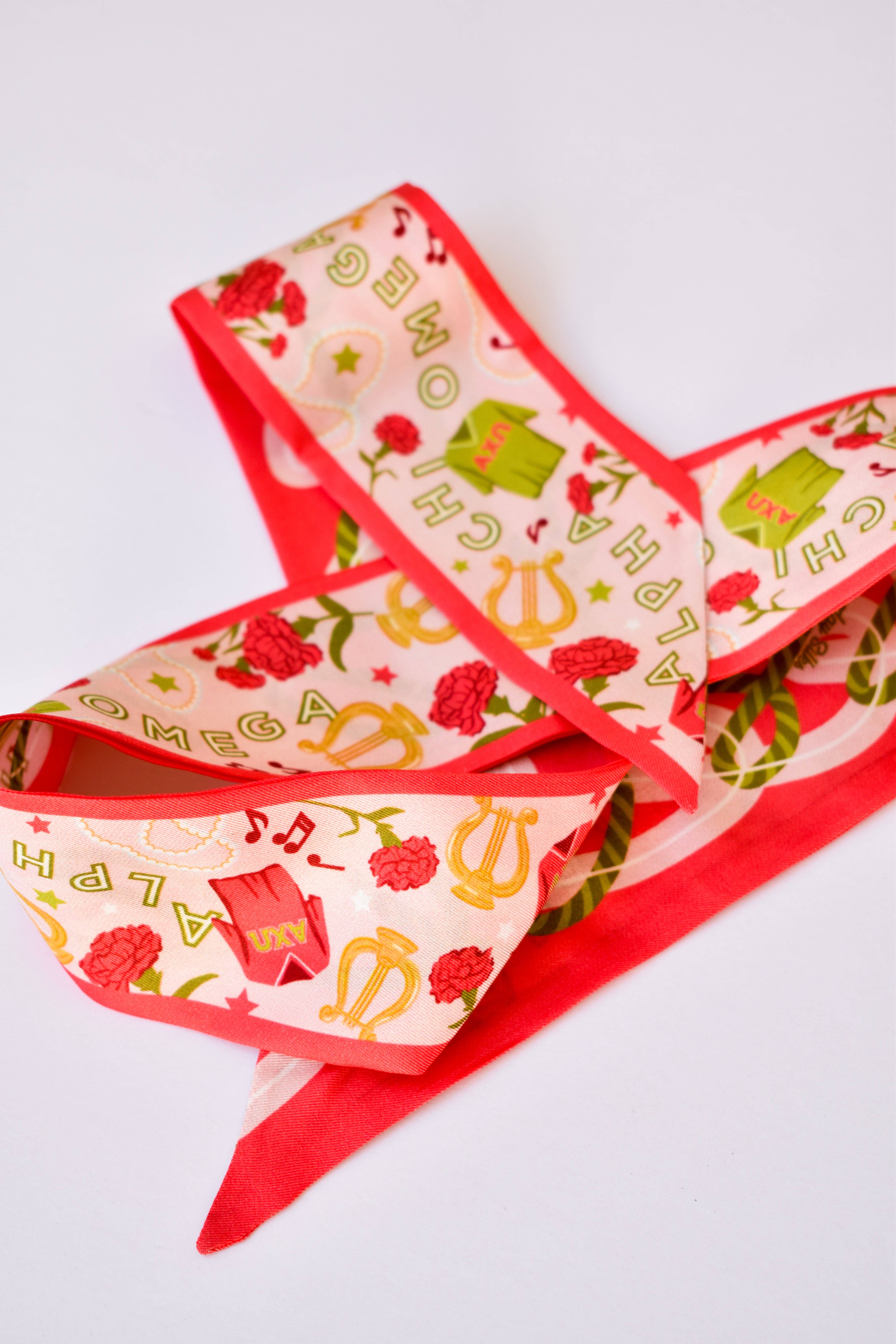 Saturday Silks - Wholesale Scarf - Women's - Alpha Chi Omega Skinny Scarf3