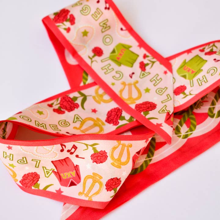 Saturday Silks - Wholesale Scarf - Women's - Alpha Chi Omega Skinny Scarf3