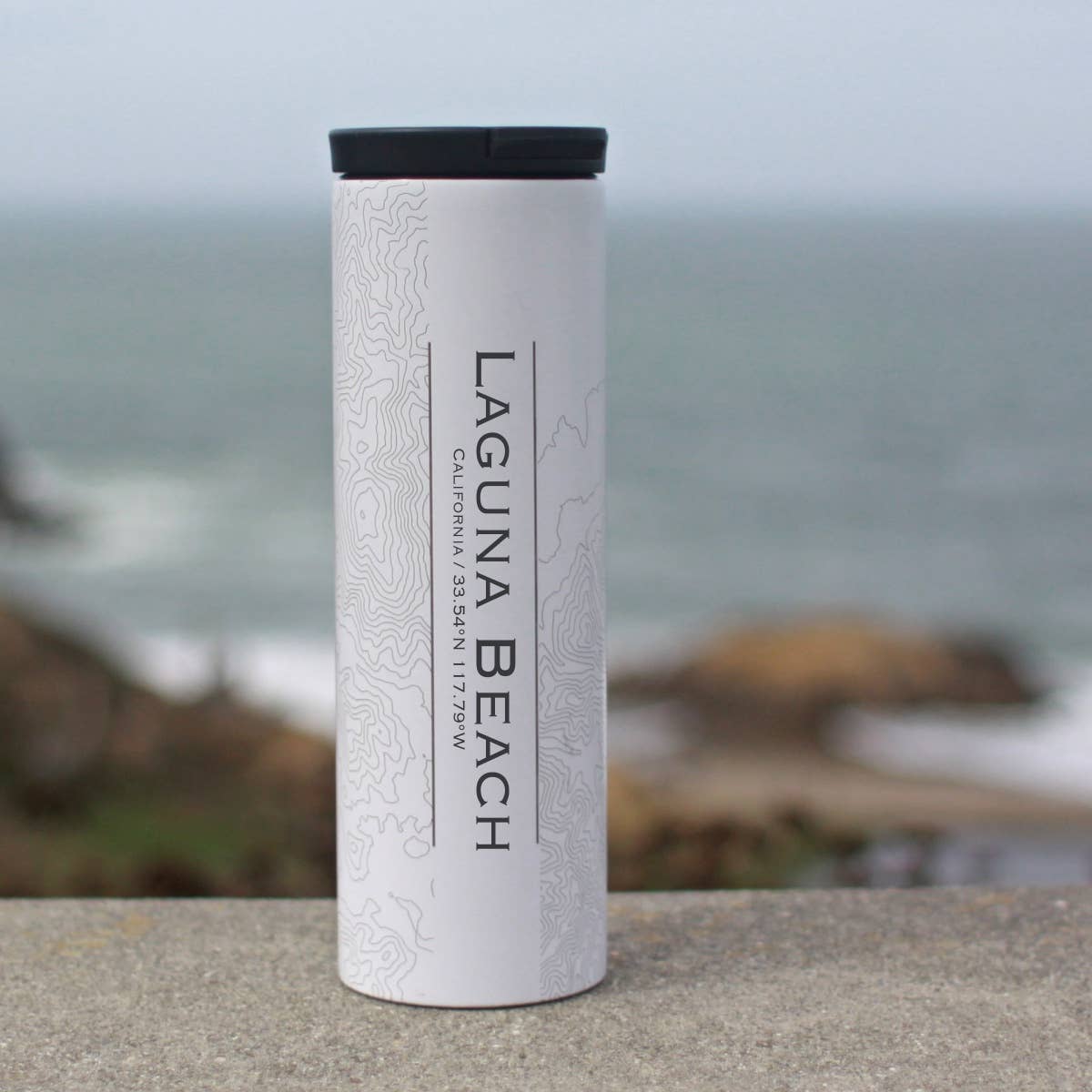 JACE.design - Wholesale Insulated Mug/Tumbler - Laguna Beach CA Map Tumbler in Matte White0